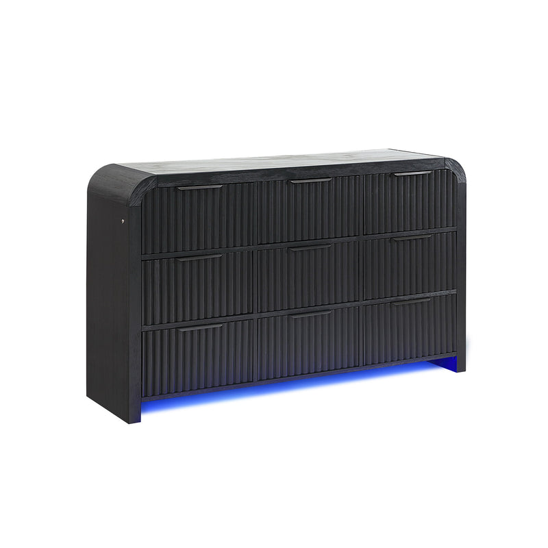 Beverly - Dresser With LED Light, Edge Pulls - White / Black