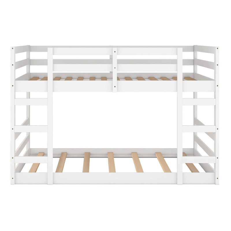 Full Over Full Bunk Bed With Ladder - White