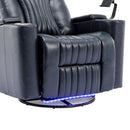 270° Power Swivel Recliner Home Theater Chair With Hidden Arm Storage, LED Light, Cup Holder, And Tray Table
