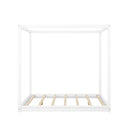 Queen Size Canopy Platform Bed with Support Legs,White