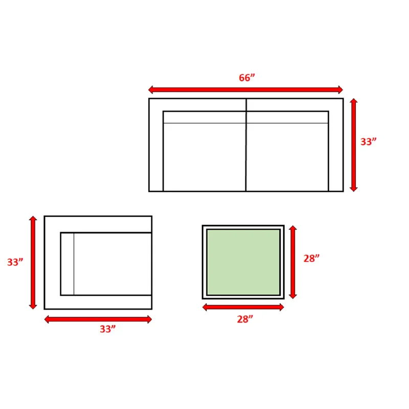 3 Person Seating Set With Cushions - Gray