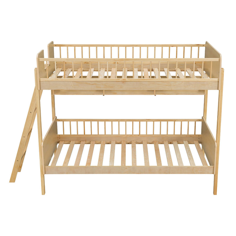 Bunk Bed With 3 Storage Shelves, Adjustable Ladder Left Or Right