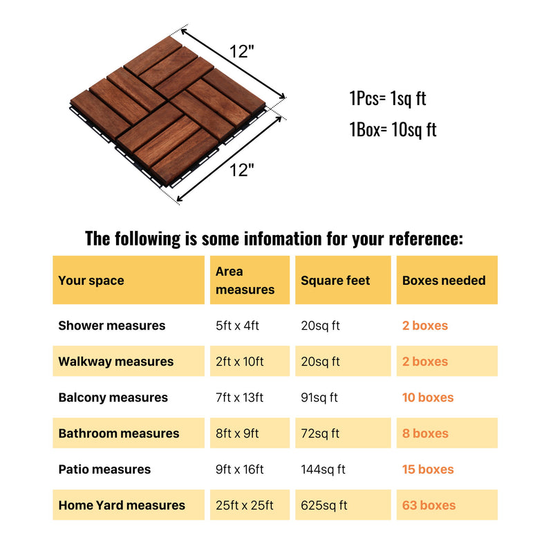 Interlocking Deck Tiles Checker Pattern, Square Acacia Hardwood Outdoor Flooring For Patio, Bancony, Pool Side