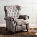 Accented Push Back Recliner Chair with Rolled Arms in Brown Gray, Enjoy Cocooning Comfort