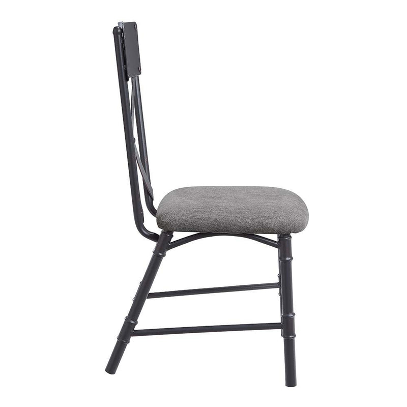 Edina - Side Chair (Set of 2) - Gray Fabric, Oak & Sandy Black Finish - Atlantic Fine Furniture Inc