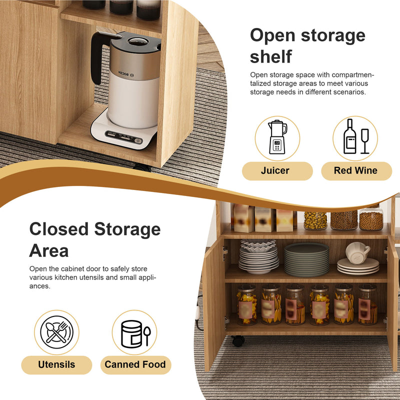 Multi Functional Folding Table With Storage Shelves And Wheels
