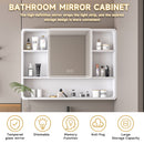 Aluminium Medicine Cabinet Mirror With 3 Colors LED Light And Defogging Function - White