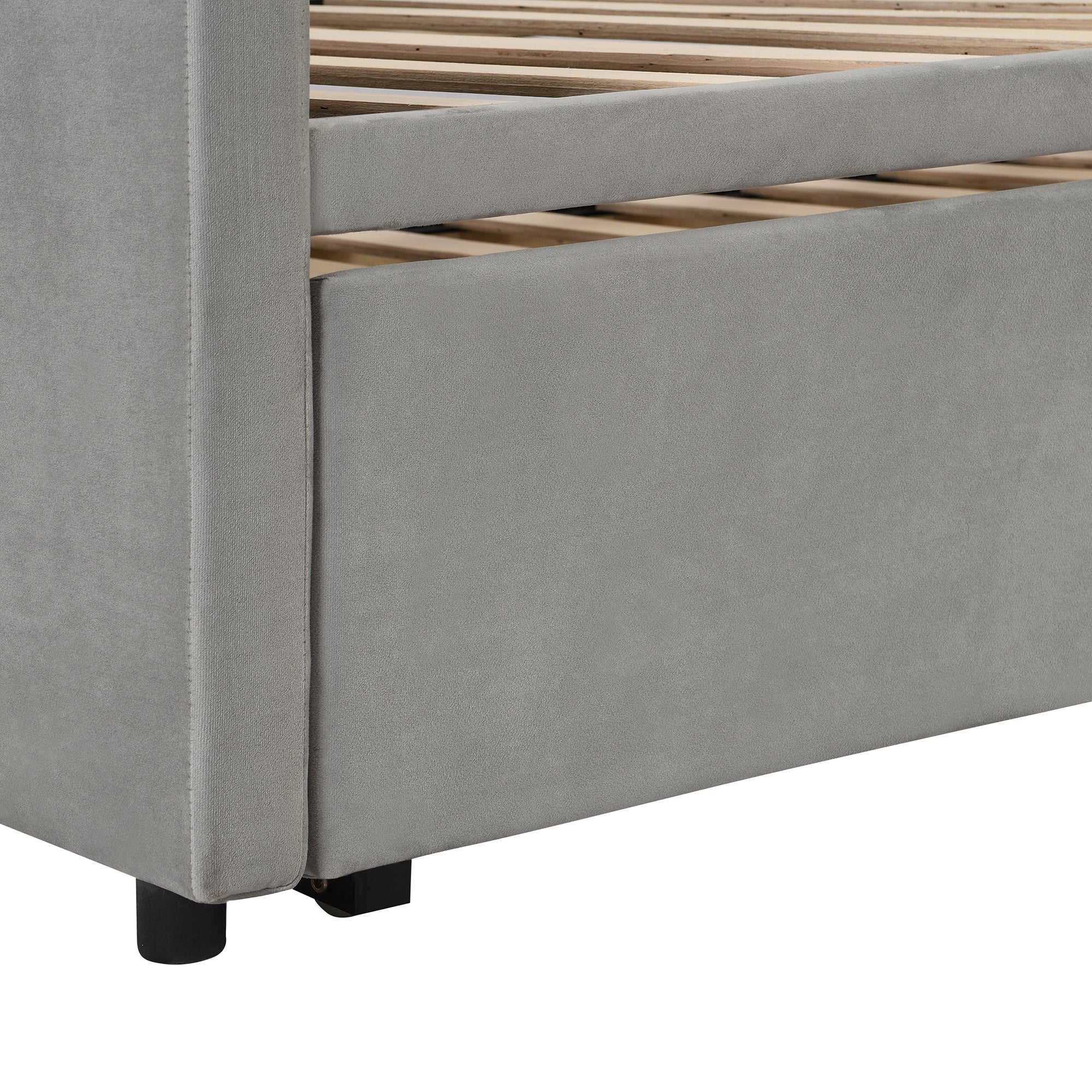 Twin Size Upholstered daybed with Pop Up Trundle, Gray - Atlantic Fine Furniture Melbourne FL