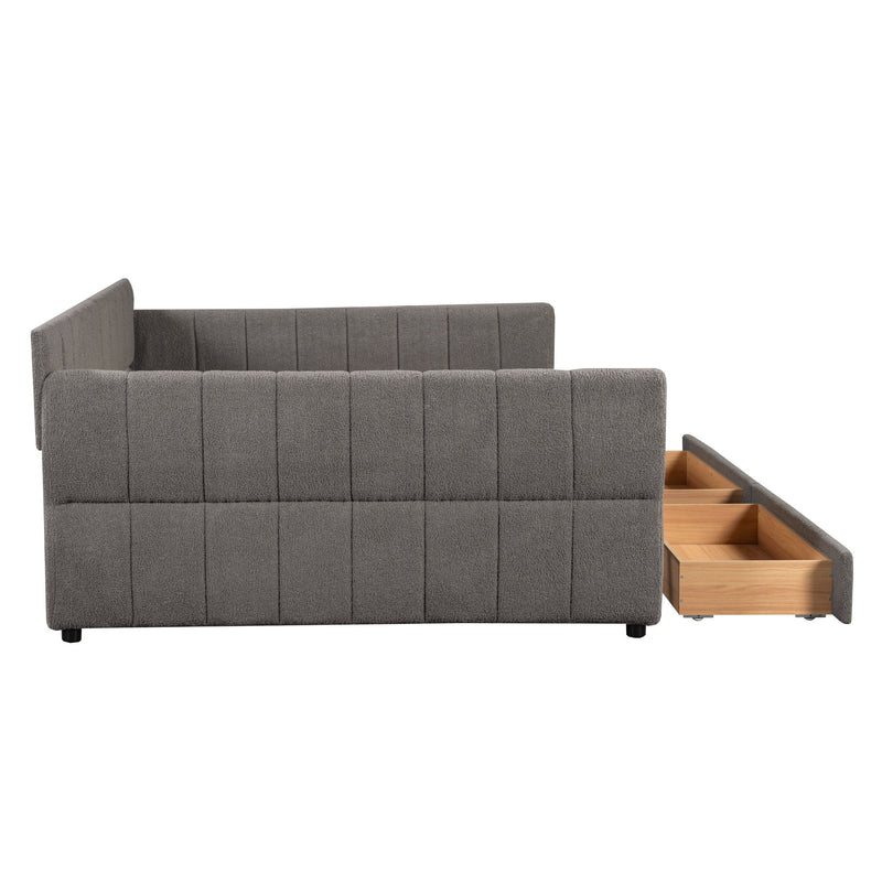 Upholstered Platform Bed With USB And 2 Drawers