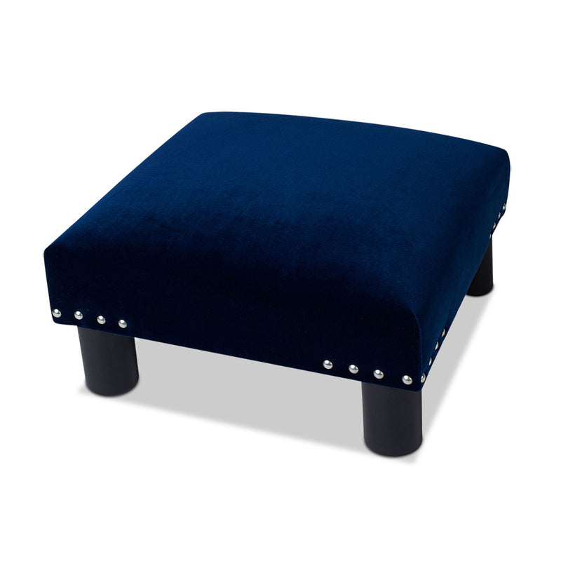 Jules - Square Accent Footstool Ottoman - Navy Blue