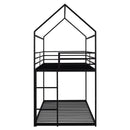 Bunk Beds for Kids Twin over Twin,House Bunk Bed Metal Bed Frame Built-in Ladder,No Box Spring Needed Black