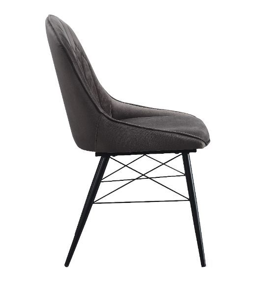 Abraham - Side Chair (Set of 2) - Gray Fabric & Black Finish - Atlantic Fine Furniture Inc