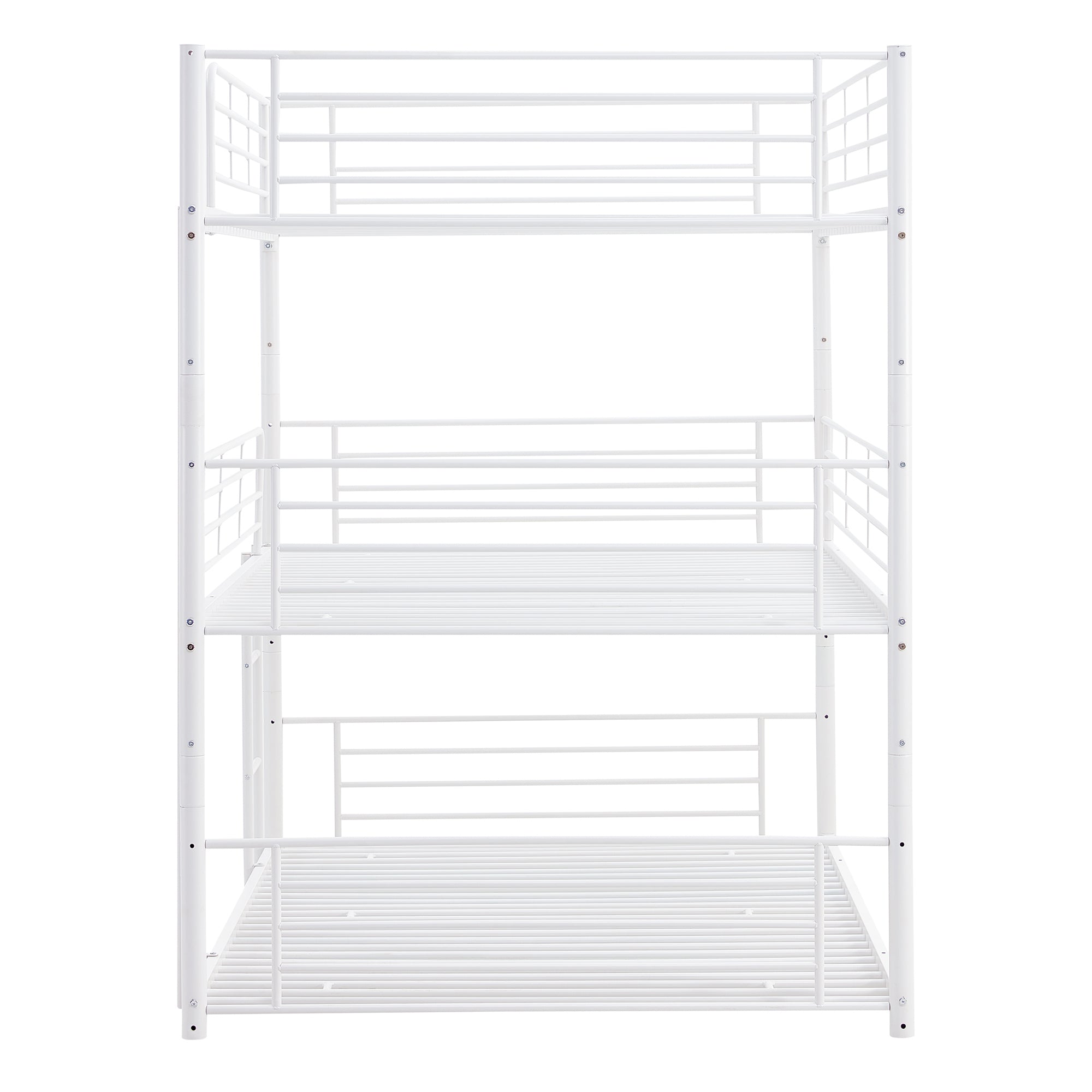 Full-Full-Full Metal  Triple Bed  with Built-in Ladder, Divided into Three Separate Beds,White(OLD SKU:LP000297AAK) - Atlantic Fine Furniture Melbourne FL