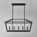 5 Light Farmhouse Kitchen Island Lighting, 5 Light Industrial Linear Chandelier For Dining Room Metal Hanging Pendant Light Fixture For Bedroom Living Room Hallway Conference Room - Matte Black