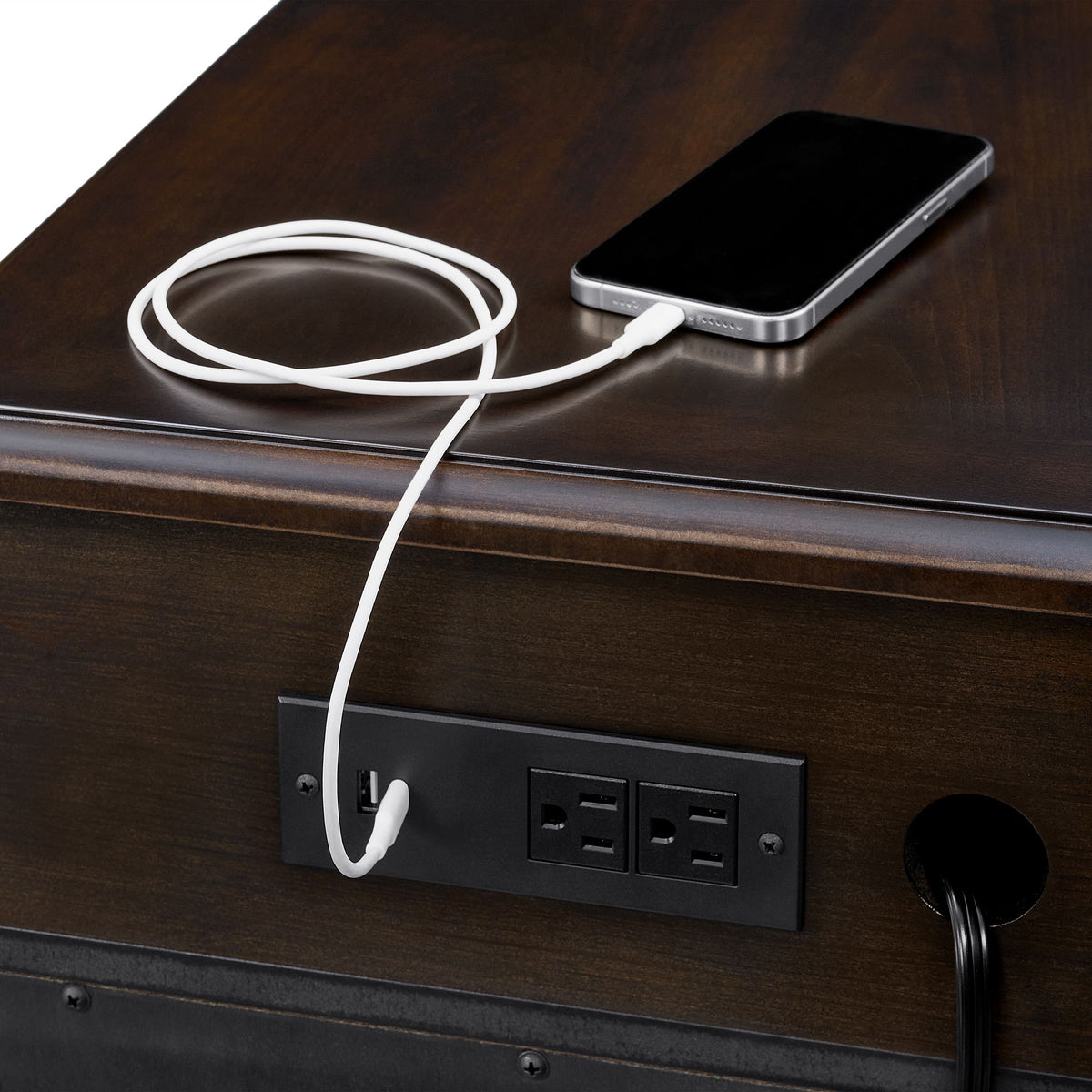 Wagner Chairside Table With USB in Cherry by Elements International, view 9