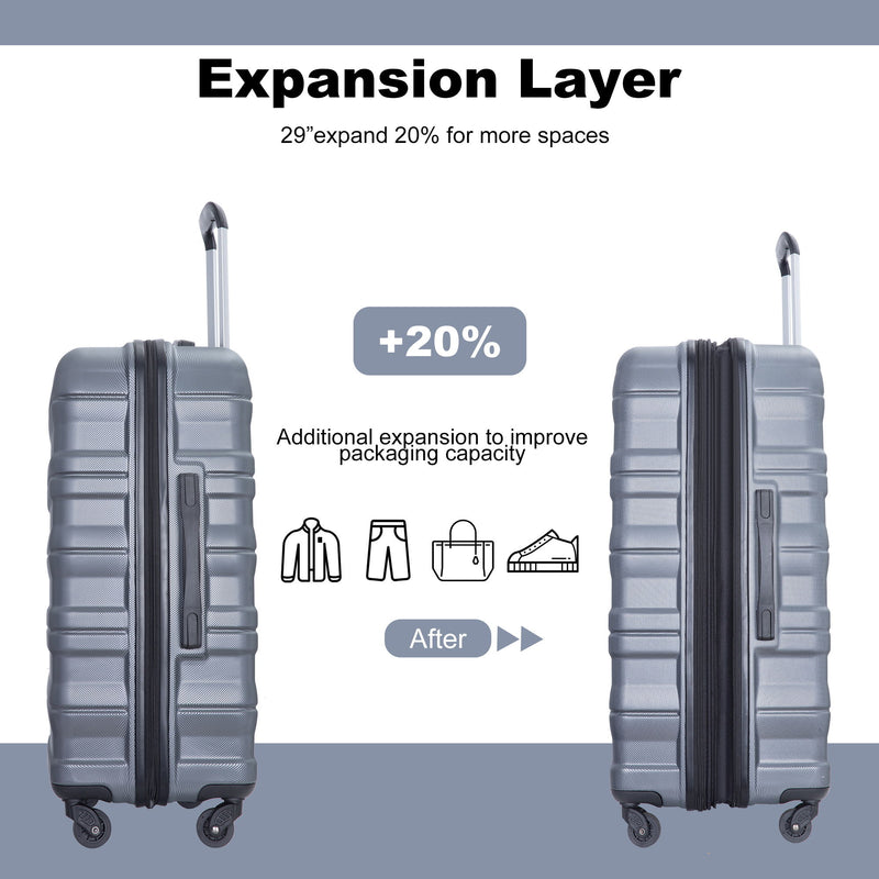 Expandable 3 Piece Luggage Sets Lightweight & Durable Suitcase, Spinner Wheels, Tsa Lock