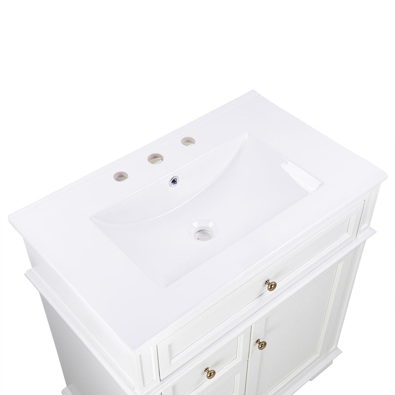 Freestanding Bathroom Vanity With Sink, Soft Closing Door, Tip Out Drawer