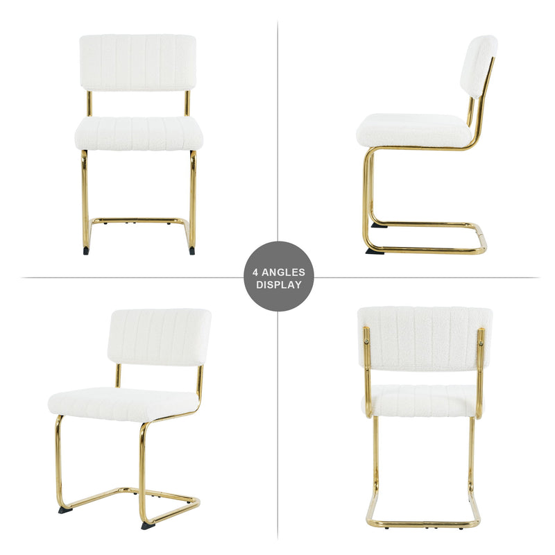 Modern Light Luxury Dining Chair With Metal Legs And Bow Design