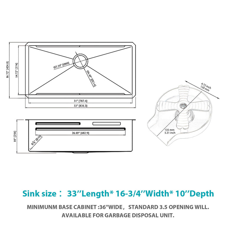 Undermount Stainless Steel Kitchen Sink With Pull Down Faucet & Ledge Workstation