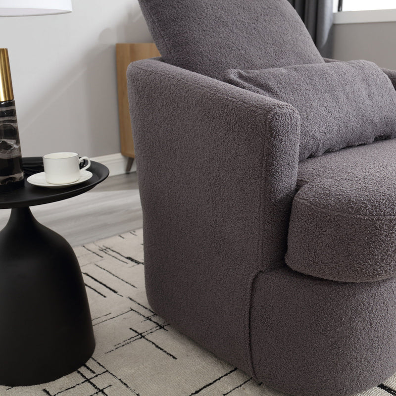 Modern Barrel Comfy Round Accent Sofa Chair, 360 Degree Swivel
