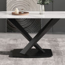 Modern Artificial Stone Straight Edge Metal X Leg Dining Table, 6 People