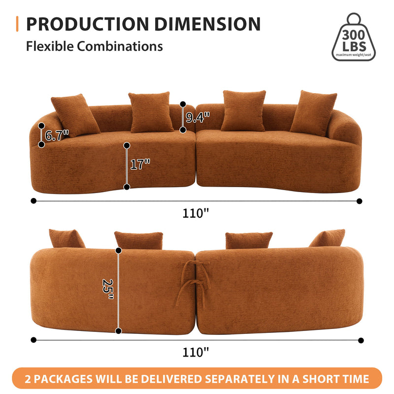 4 Seater Sofa With Chenille Fabric, 30D, 60 Hardness Full Sponge, 4 Pillow For Living Room, Home Furniture Sleeper Sectional Sofa For Apartment