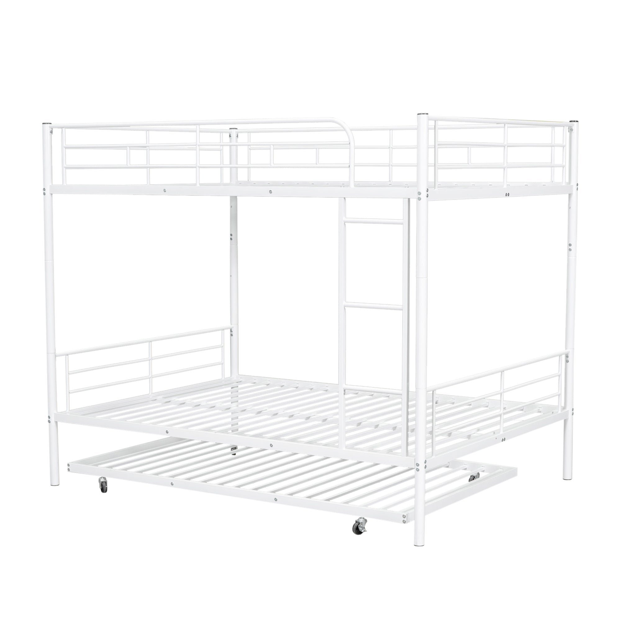 Full Over Full Metal Bunk Bed with Trundle, White - Atlantic Fine Furniture Melbourne FL
