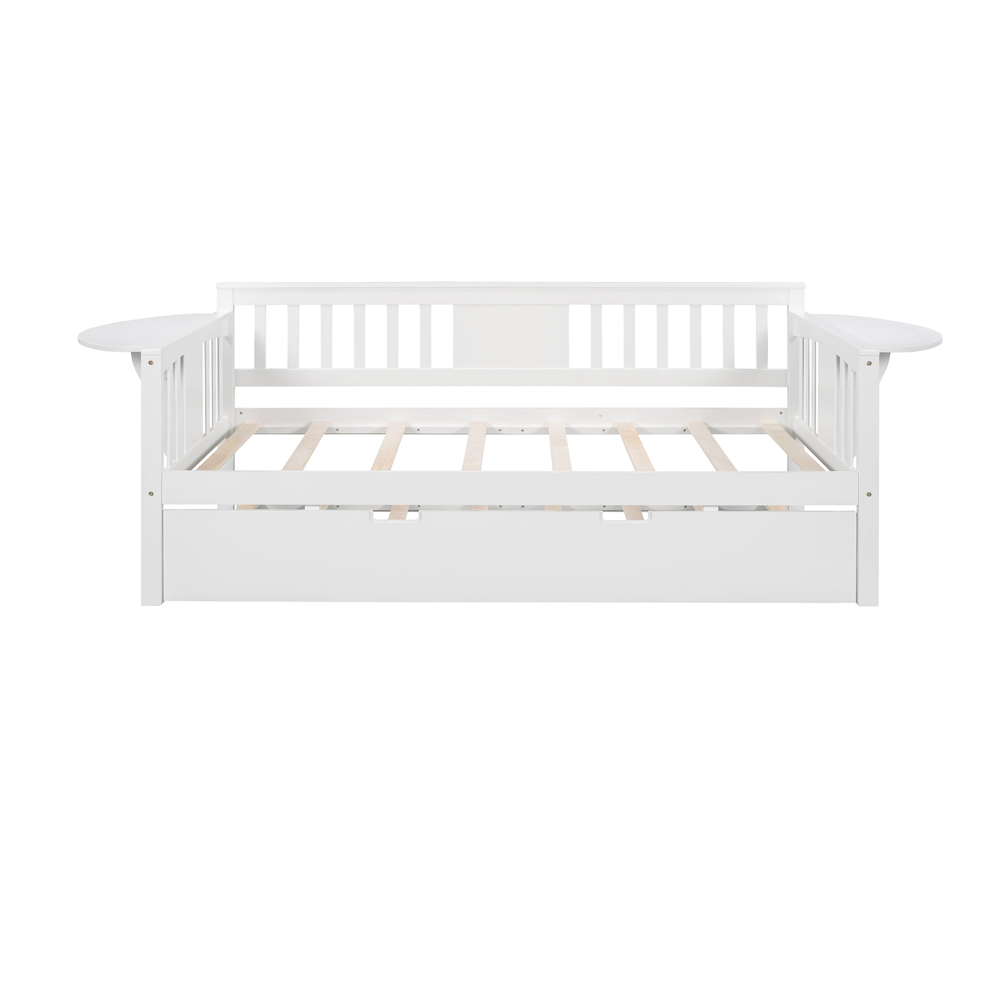 Twin Wooden Daybed with Trundle Bed  , Sofa Bed for Bedroom Living Room, White - Atlantic Fine Furniture Melbourne FL