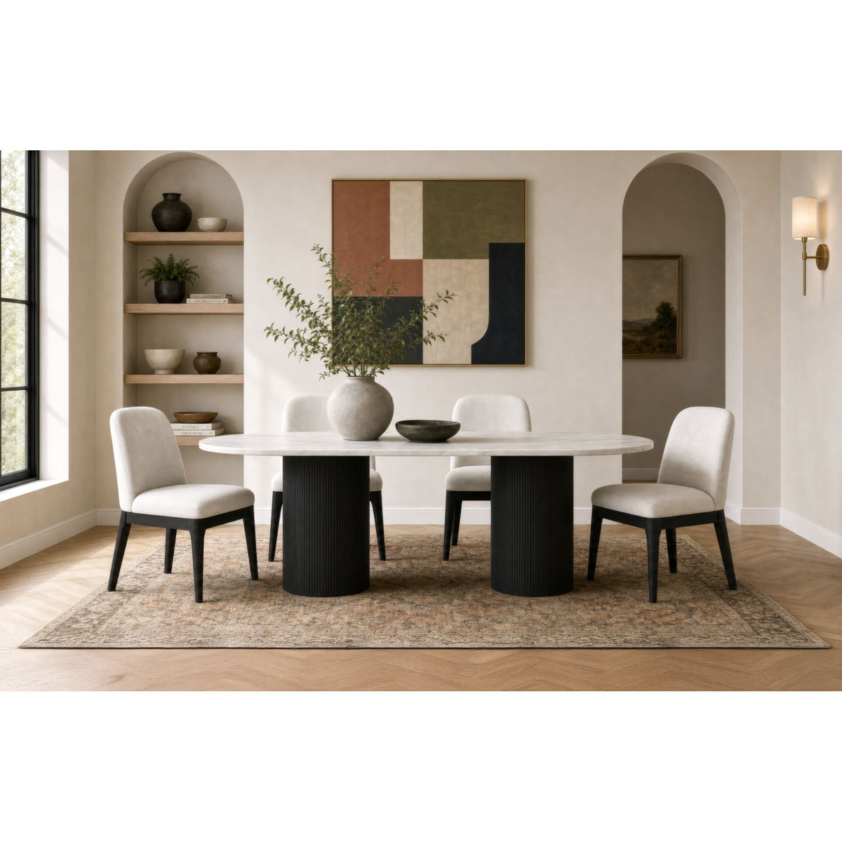 Sylvie Standard Height Dining Set, Oval Table in Black by Elements International, view 22