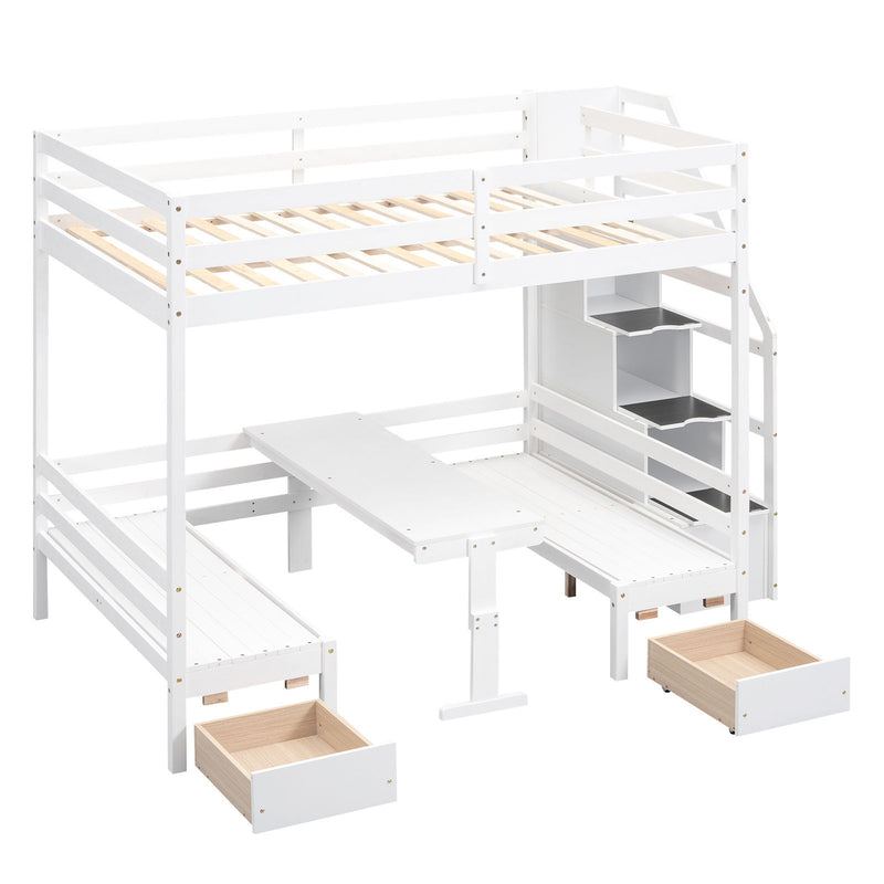 Bunk With Staircase, The Down Bed Can Be Convertible To Seats And Table Set