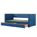 Corduroy Daybed With Two Drawers And Wood Slat