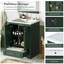 Bathroom Vanity With Ceramic Sink Combo, Modern Freestanding Storage Cabinet With Silver Handles
