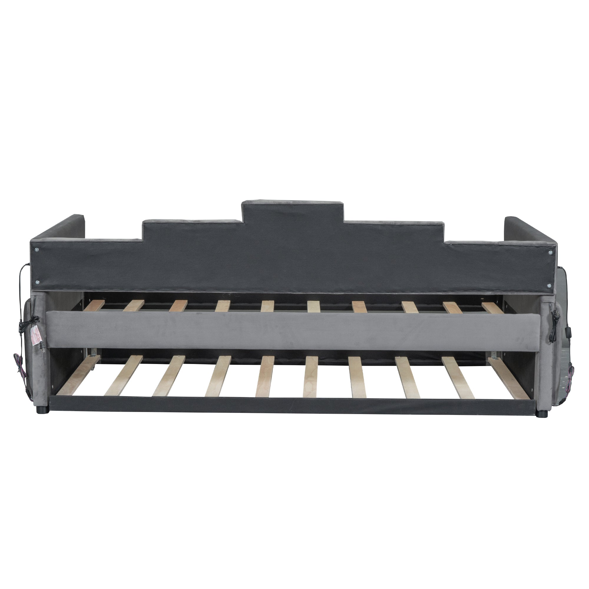 Twin Size Upholstered Daybed with Light and USB Port, Gray - Atlantic Fine Furniture Melbourne FL