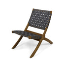 Solidago - Outdoor And Strapping Belt Folding Chairs, (Set of 2) - Black / Brown