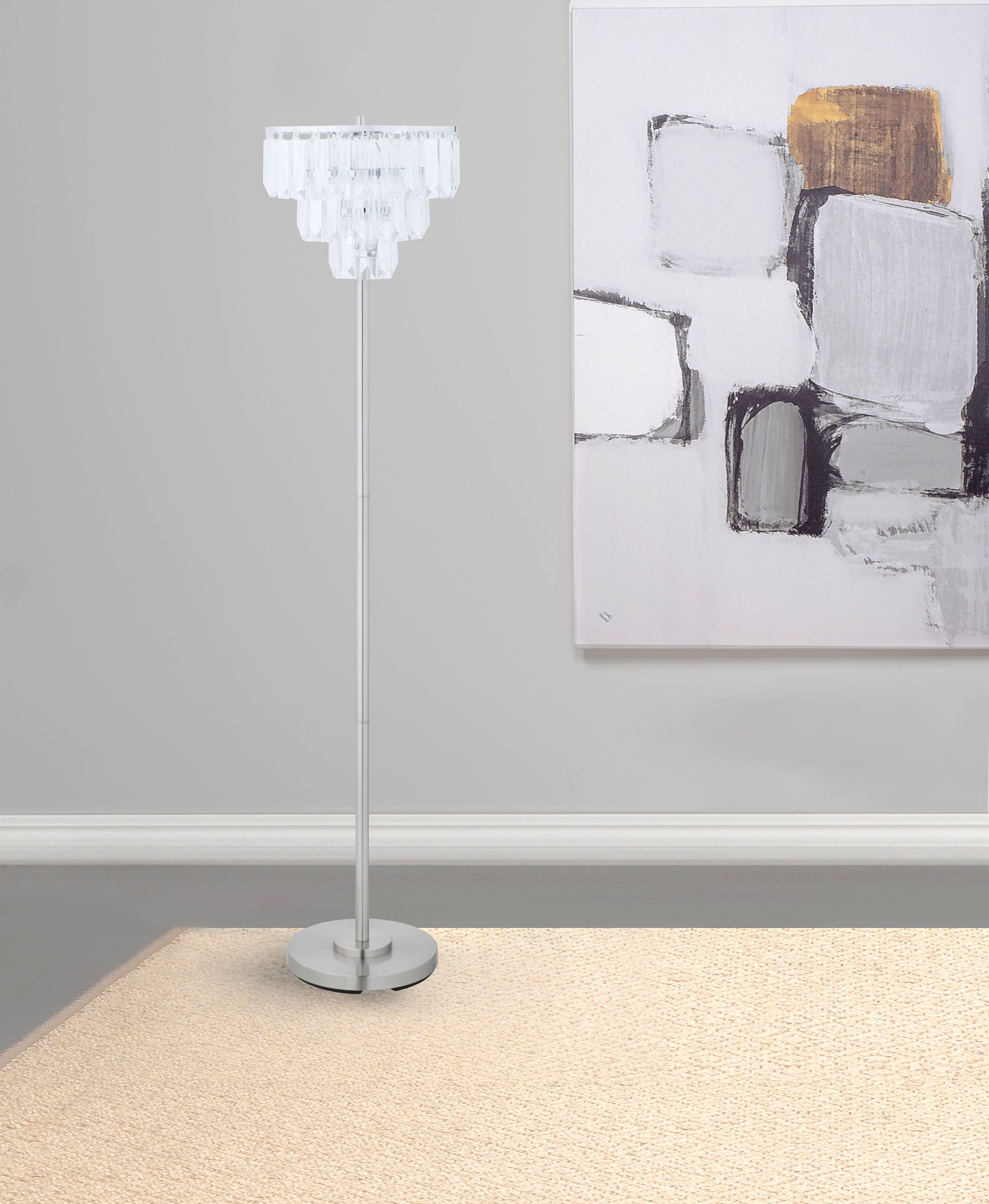 Anya 61-inch Hanging Crystal Metal Floor Lamp Chrome — view 2