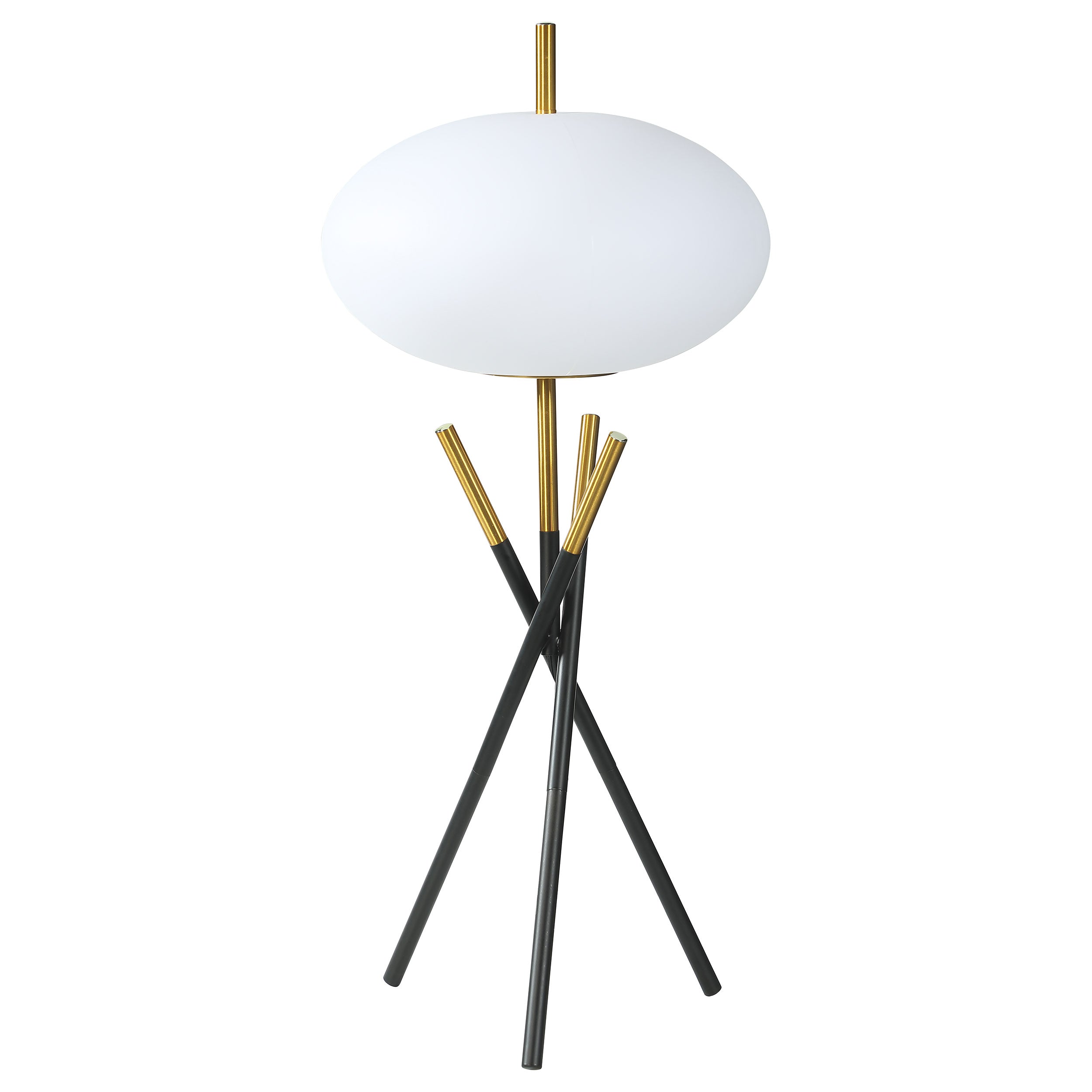Layton White Orb Shade Tripod Table Lamp Black — view 1