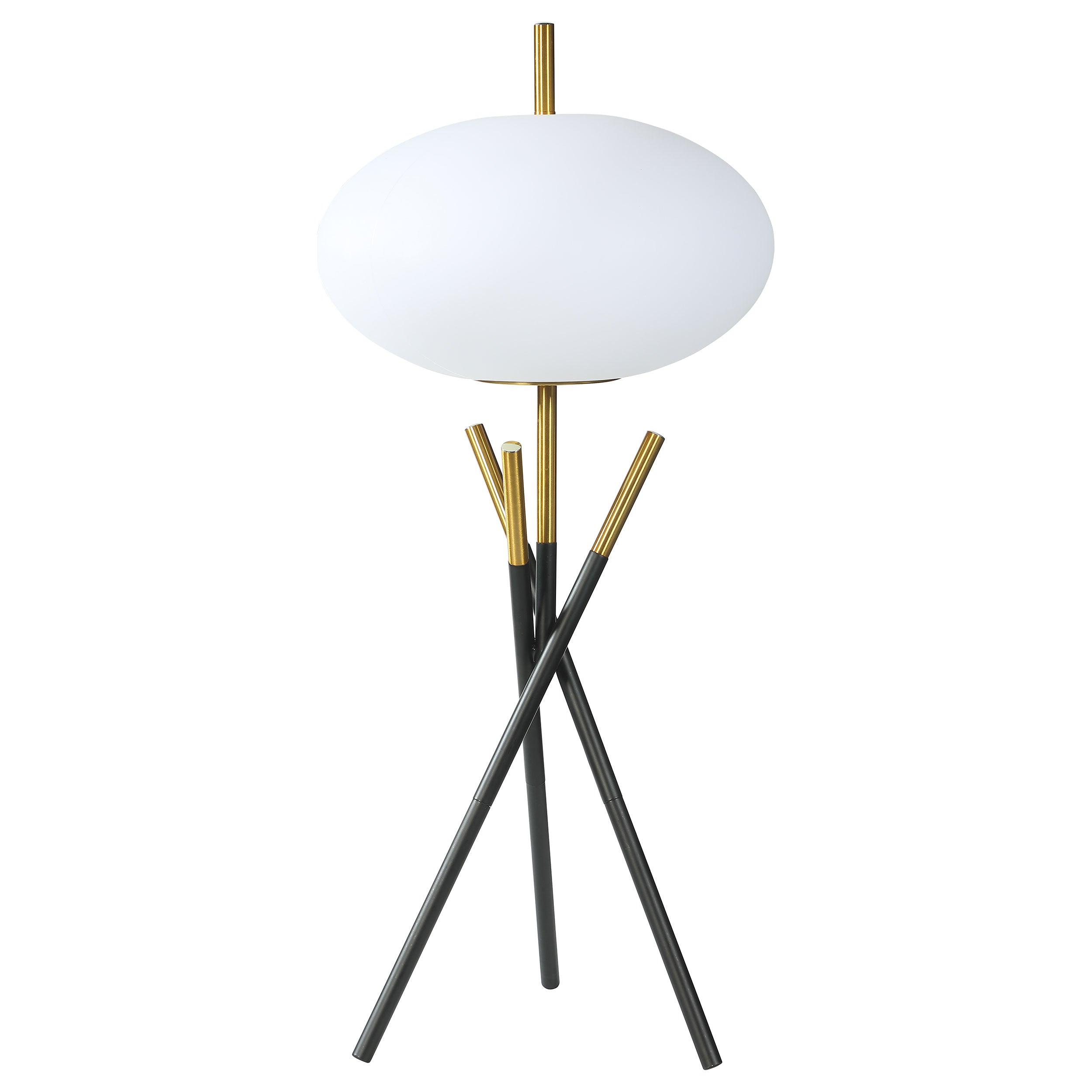 Layton White Orb Shade Tripod Table Lamp Black — view 4