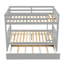 Full Over Full Bunk Bed with Trundle, Convertible to 2 Full Size Platform Bed, Full Size Bunk Bed with Ladder and Safety Rails for Kids, Teens, Adults,Grey (Old Sku:W504S00003)