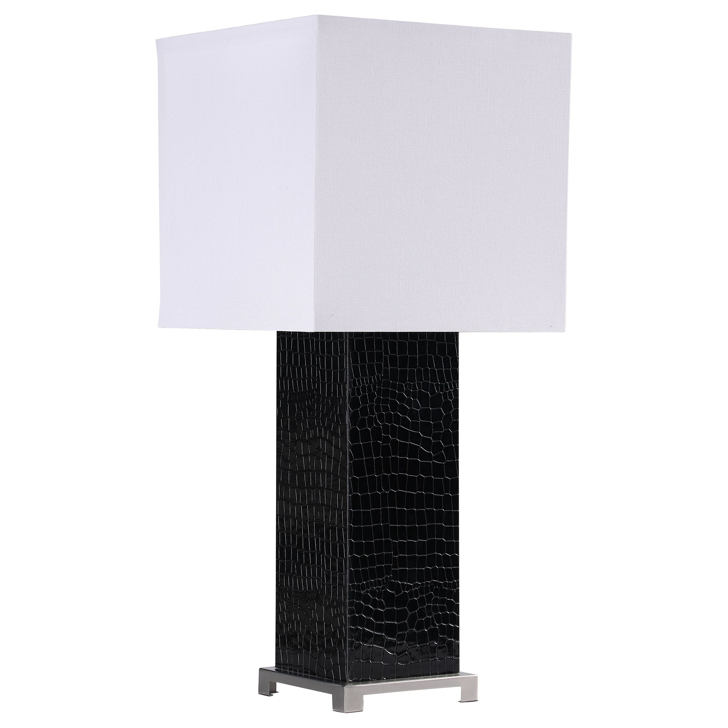 Bridle 25-inch Square Shade Faux Crocodile Table Lamp Black — view 1
