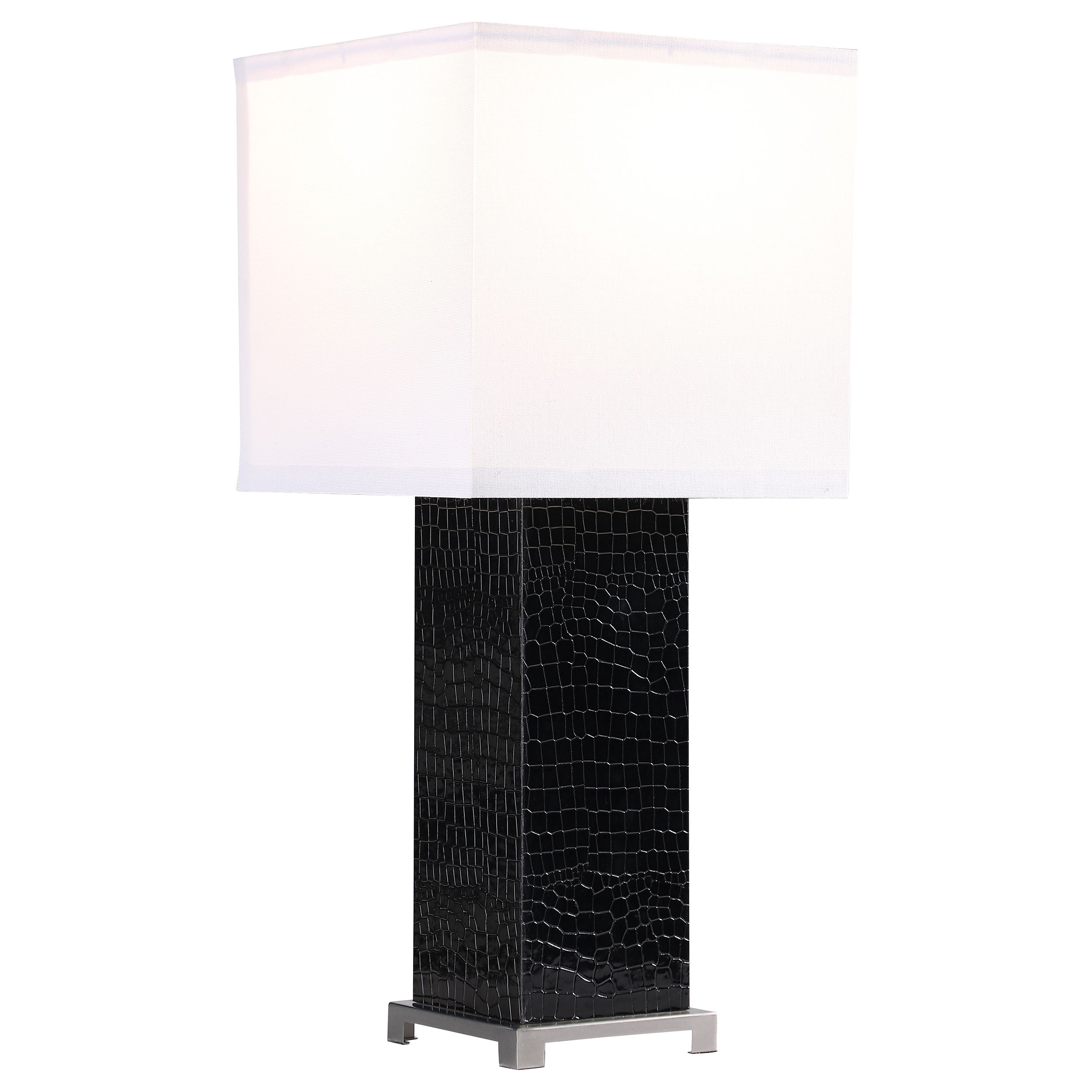 Bridle 25-inch Square Shade Faux Crocodile Table Lamp Black — view 3