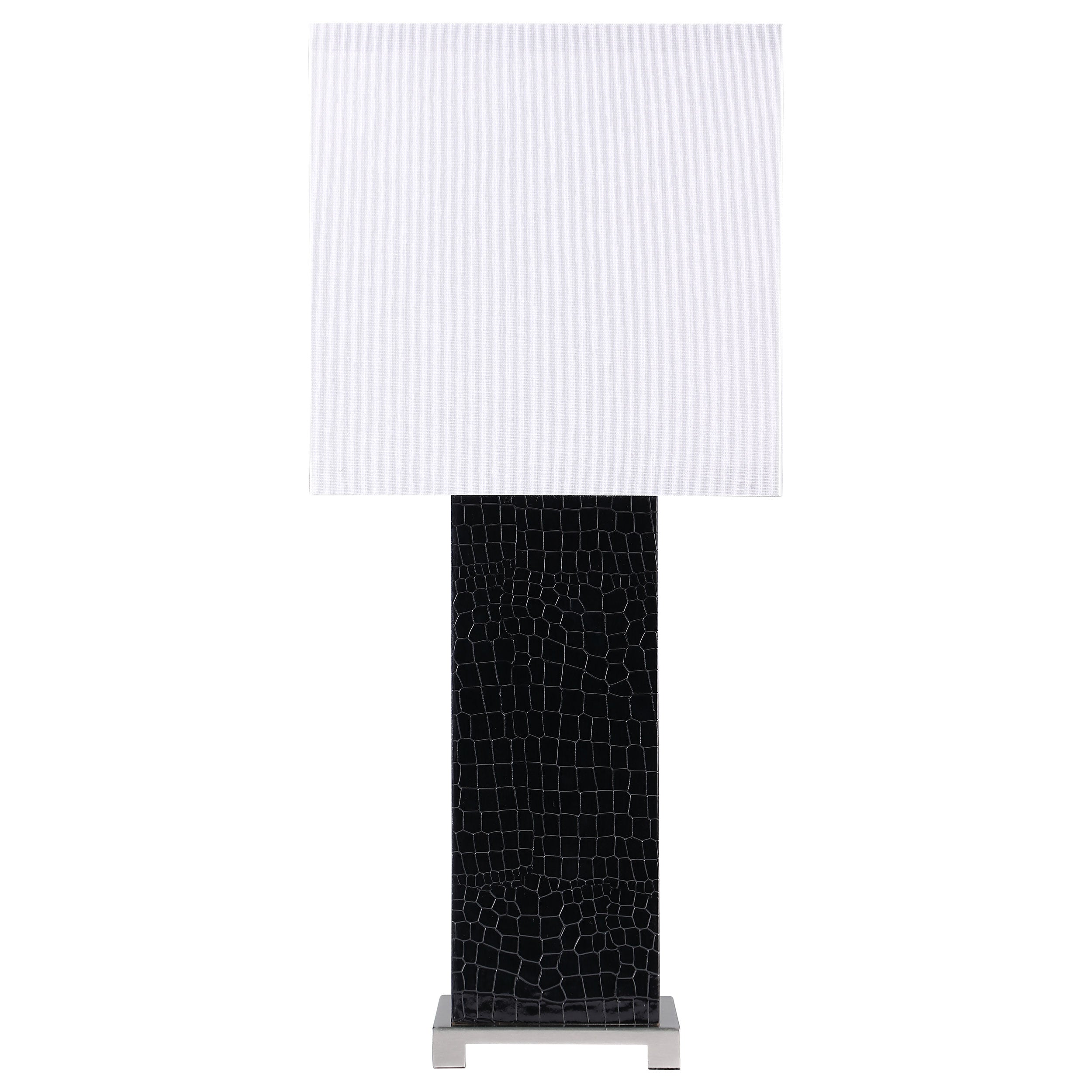 Bridle 25-inch Square Shade Faux Crocodile Table Lamp Black — view 4