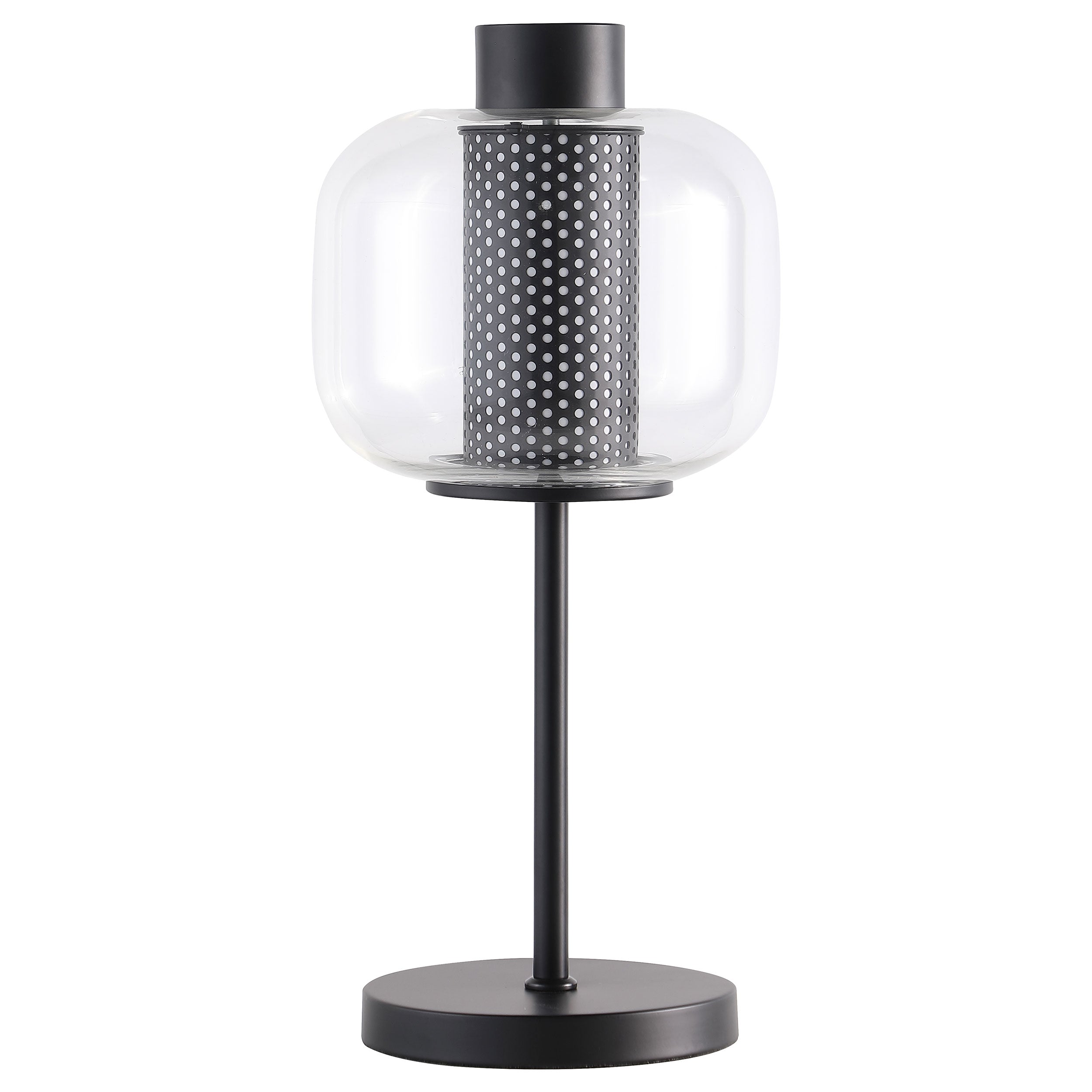 Ingrid 22-inch Glass Shade Bedside Table Lamp Black — view 1