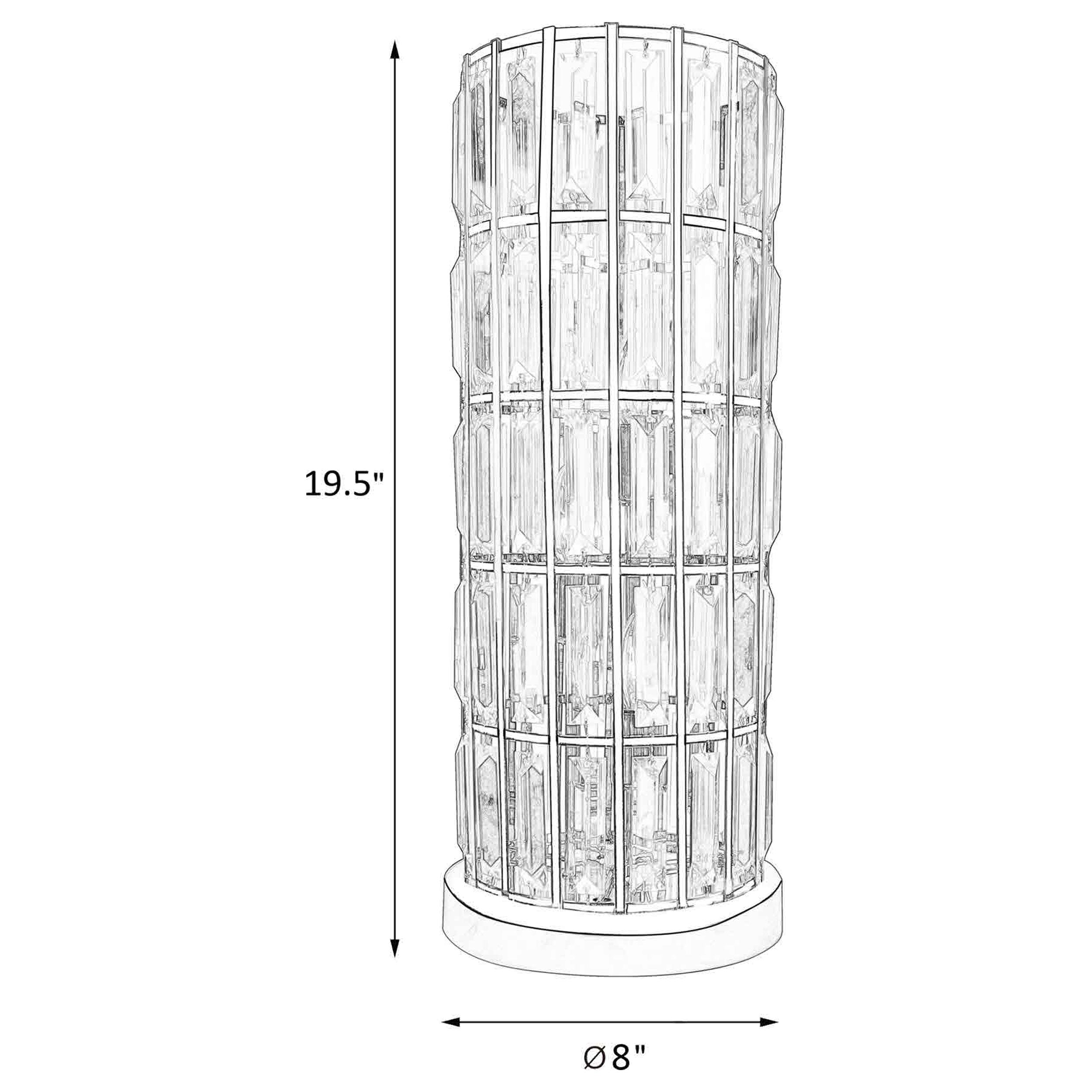 Wanda 20-inch Crystal Shade Bedside Table Lamp Black — view 3