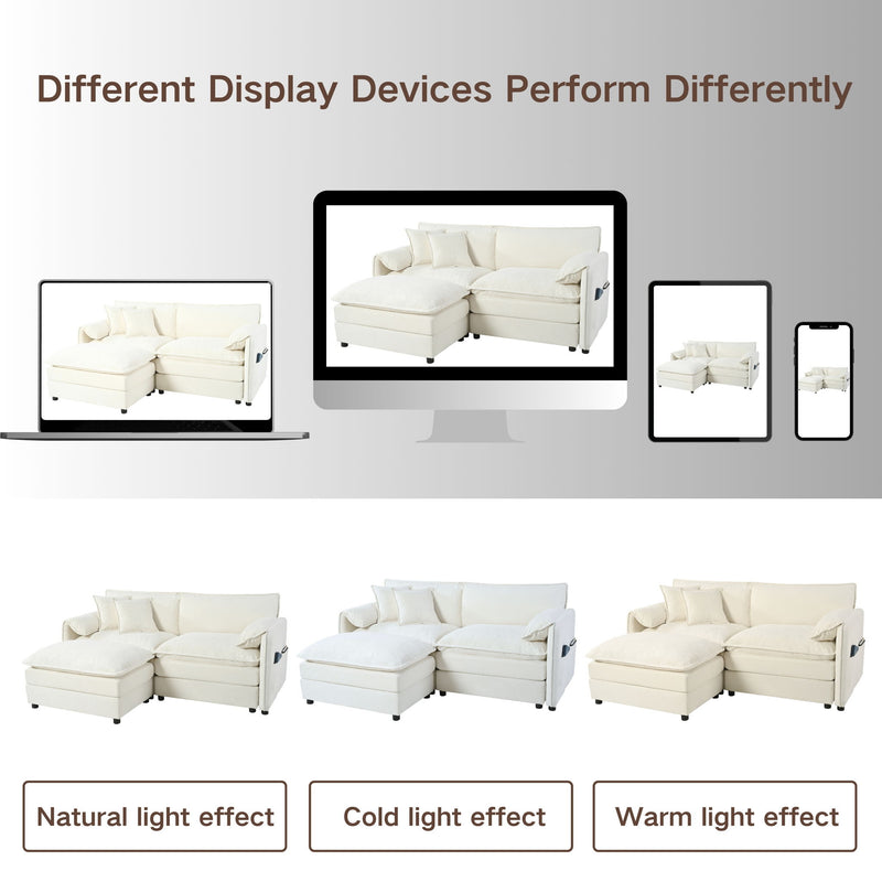 Modern Comfy Deep Seat Modular Sectional Sofa Cloud Couch With Ottoman