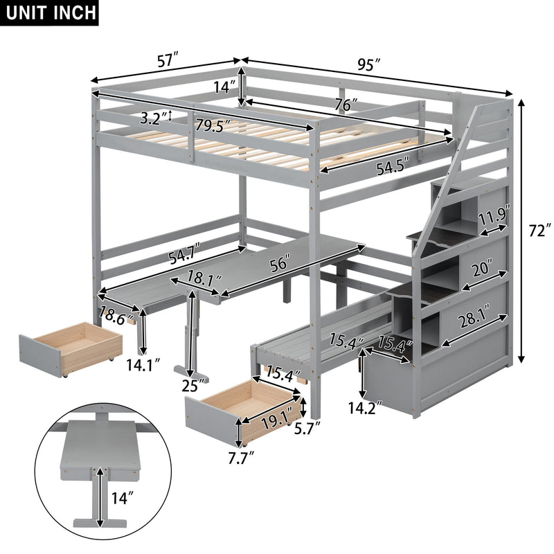 Bunk With Staircase, The Down Bed Can Be Convertible To Seats And Table Set