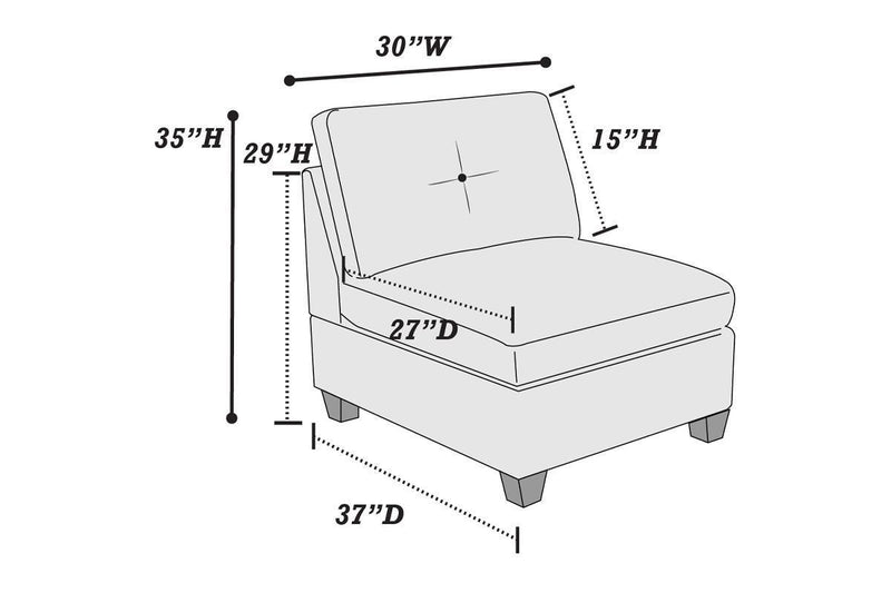 Ash Grey Chenille Fabric Modular Sofa Set 6pc Set Living Room Furniture Couch Sofa Loveseat 4x Corner Wedge 1x Armless Chair and 1x Ottoman Tufted Back