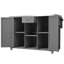 Outdoor Kitchen Island With Stainless Steel Top, Ample Storage Space, Towel And Spice Racks And A Bottle Opener