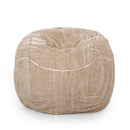 Vida - Modern 5 Foot Rounded Bean Bag - Snow White / Beige