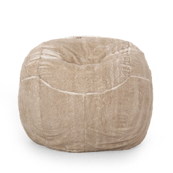 Vida - Modern 5 Foot Rounded Bean Bag - Snow White / Beige