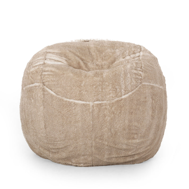 Vida - Modern 5 Foot Rounded Bean Bag - Snow White / Beige